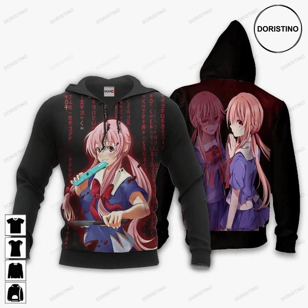 Yuno Gasai Anime Manga Future Diary Mirai Nikki 1 All Over Print Hoodie