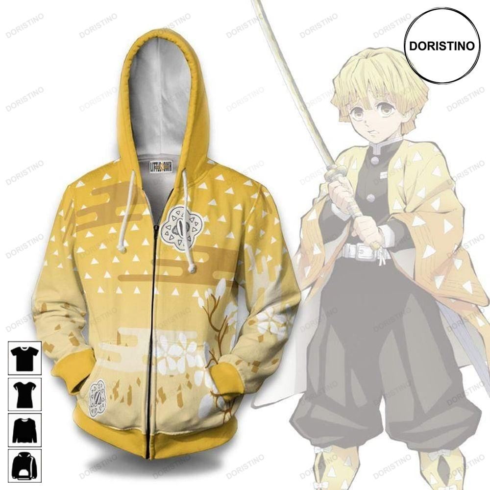 Zenitsu Agatsuma Custom Kny Clothes Anime All Over Print Hoodie