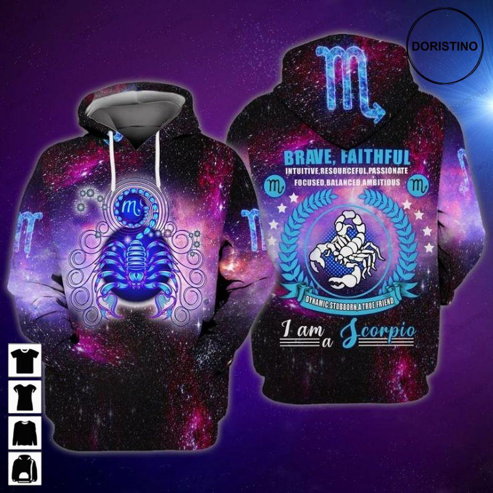 Zodiac Scorpio Brave Faithful Intuitive Resourceful Passionate Focused Balanced Awesome 3D Hoodie