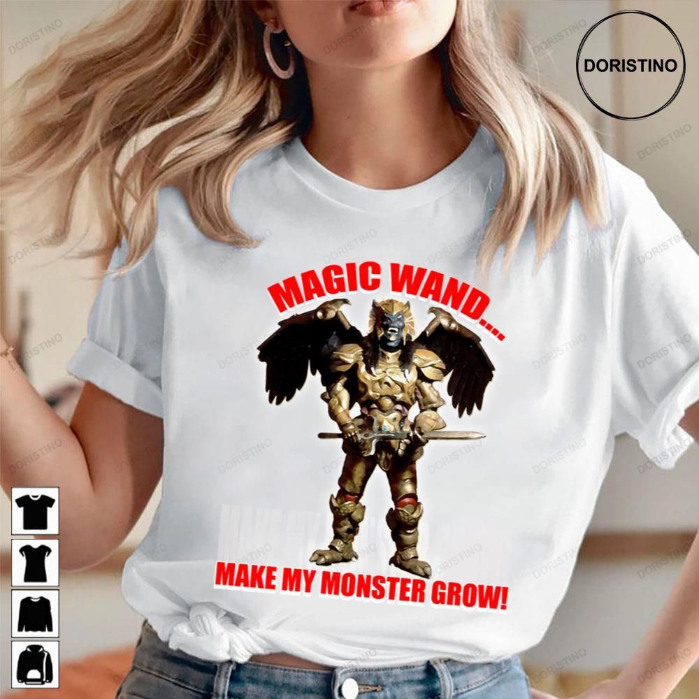 Retro Goldar Magic Wand Make My Monster Grow Villainous Tribute Limited Edition T-shirts