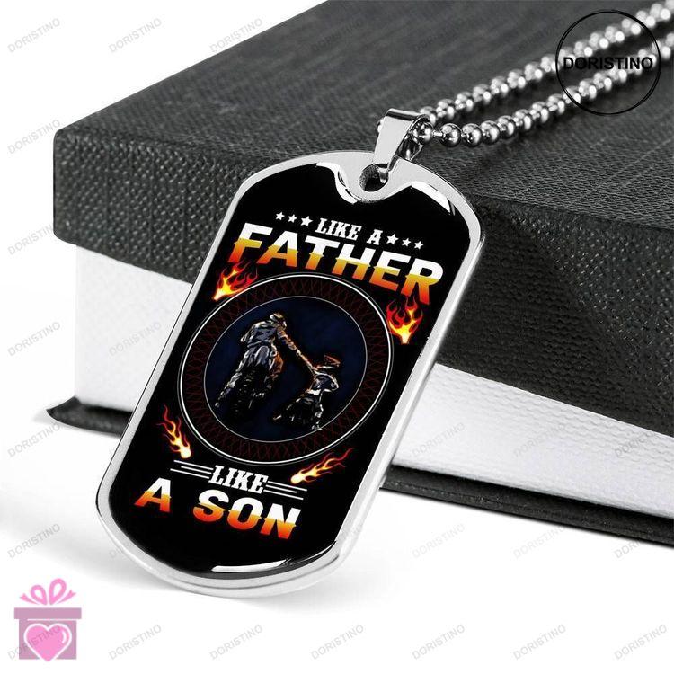 Dad Dog Tag Fathers Day Gift Like A Father Like A Son Dog Tag Military Chain Necklace Gift For Daddy Doristino Trending Necklace