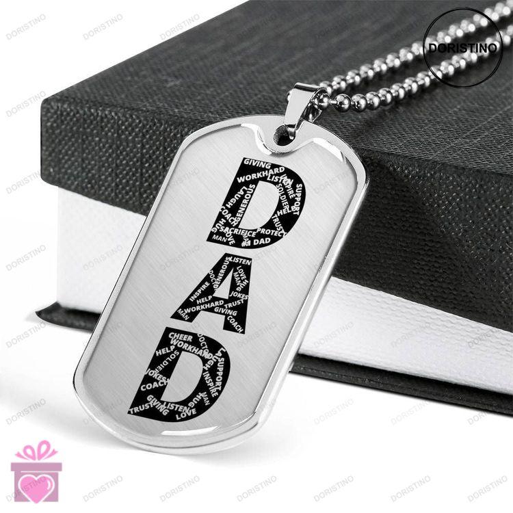 Dad Dog Tag Fathers Day Gift Listen Love Trust Dog Tag Military Chain Necklace For Dad Dog Tag Doristino Limited Edition Necklace