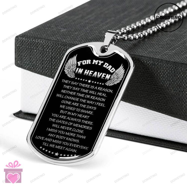 Dad Dog Tag Fathers Day Gift Love And Miss You Everyday Dog Tag Military Chain Necklace For Angel Da Doristino Awesome Necklace