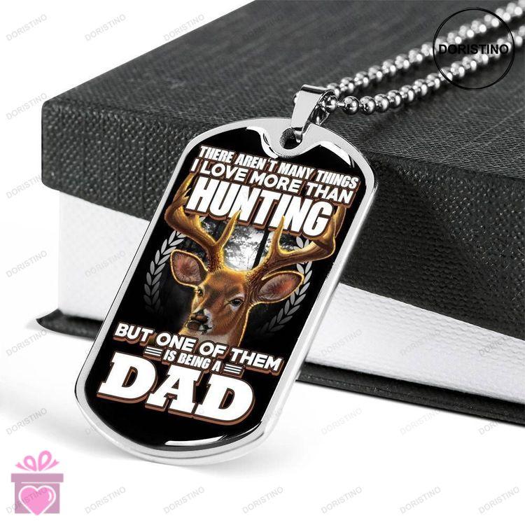 Dad Dog Tag Fathers Day Gift Love More Than Hunting Dog Tag Military Chain Necklace For Dad Dog Tag Doristino Trending Necklace