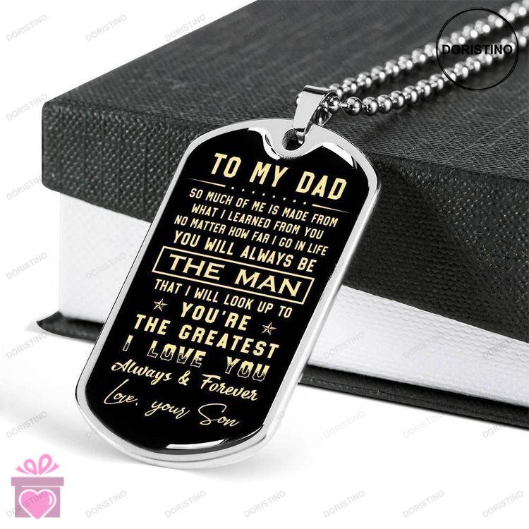 Dad Dog Tag Fathers Day Gift Love You Forever Dog Tag Military Chain Necklace Gift For Daddy Doristino Limited Edition Necklace