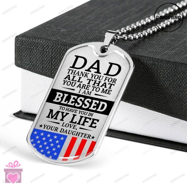 Dad Dog Tag Fathers Day Gift Military Daughter Gift For Dad Silver Dog Tag Military Chain Necklace T Doristino Trending Necklace