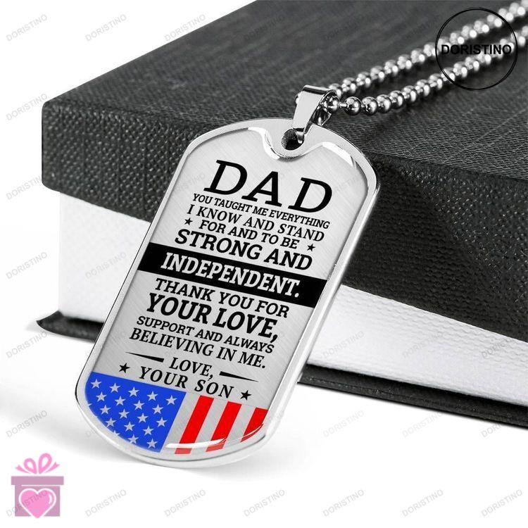 Dad Dog Tag Fathers Day Gift Military Son Gift For Dad Silver Dog Tag Military Chain Necklace Strong Doristino Awesome Necklace
