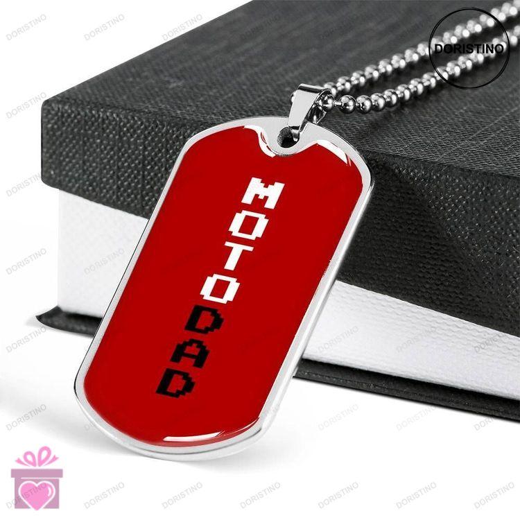 Dad Dog Tag Fathers Day Gift Moto Dad Red Dog Tag Military Chain Necklace For Dad Who Loves Motor Do Doristino Limited Edition Necklace