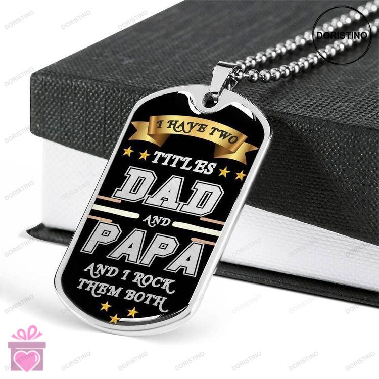 Dad Dog Tag Fathers Day Gift My Real Hero Dad And Papa Dog Tag Military Chain Necklace For Dad Doristino Awesome Necklace
