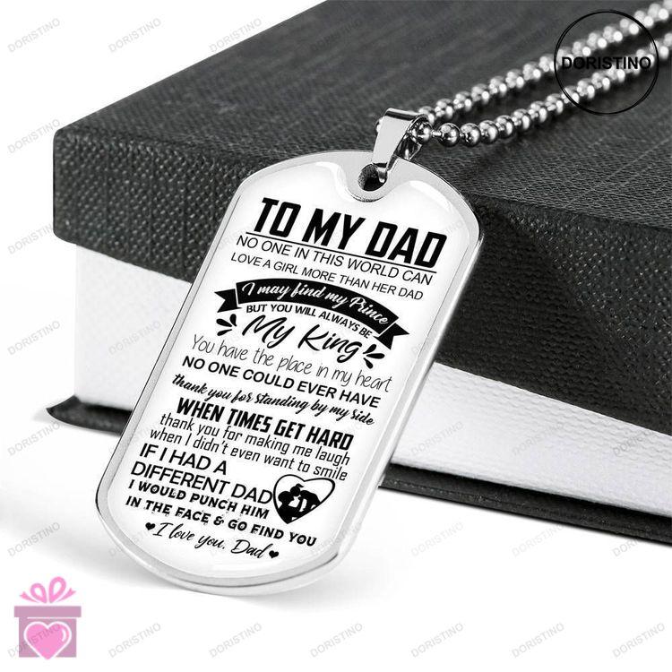 Dad Dog Tag Fathers Day Gift No One Love A Girl More Than Her Dad Dog Tag Military Chain Necklace Gi Doristino Trending Necklace