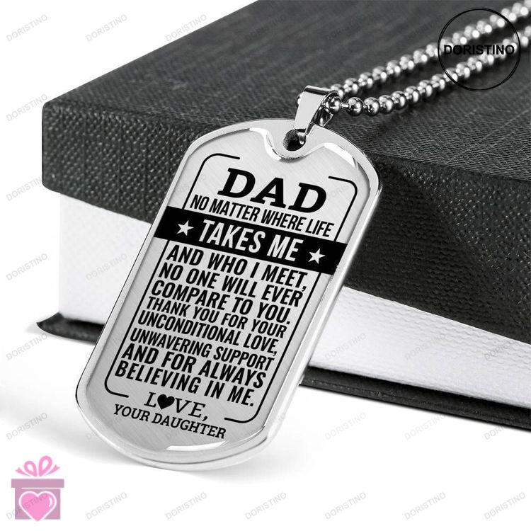 Dad Dog Tag Fathers Day Gift No One Will Compare To You Gift For Dad Silver Dog Tag Military Chain N Doristino Limited Edition Necklace