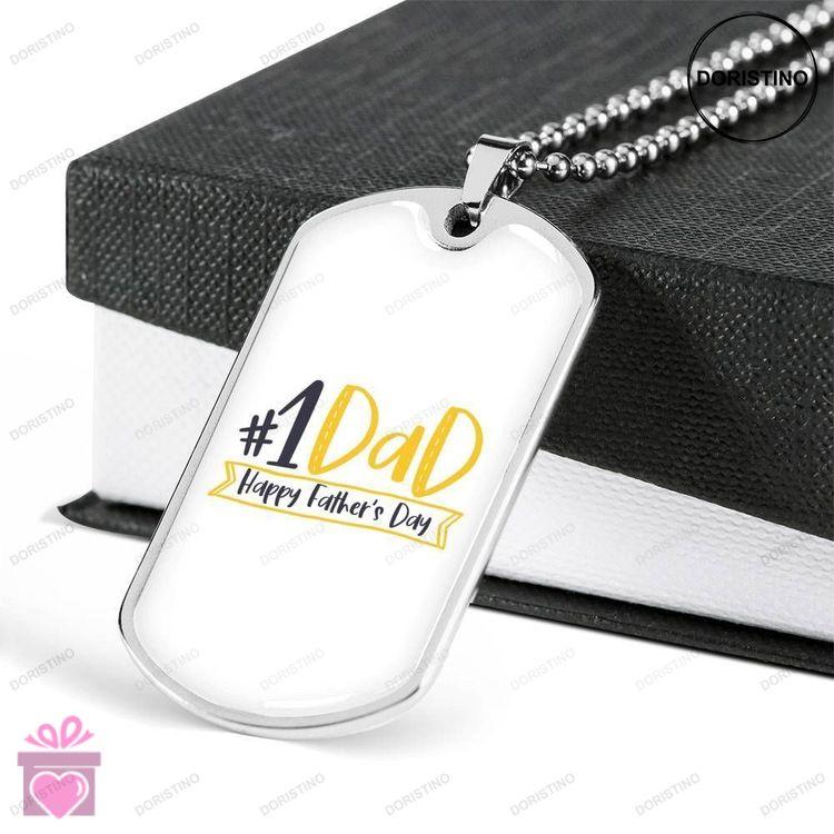 Dad Dog Tag Fathers Day Gift Number One Dad Happy Fathers Day For Dad Dog Tag Military Chain Necklac Doristino Trending Necklace