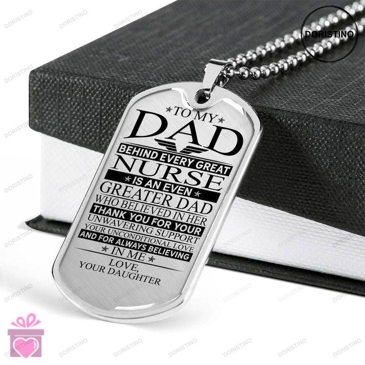 Dad Dog Tag Fathers Day Gift Nurses Dad Unconditional Love Dog Tag Military Chain Necklace Engraved Doristino Awesome Necklace