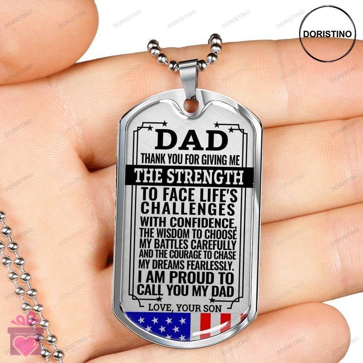 Dad Dog Tag Fathers Day Gift Present For Dad Dog Tag Military Chain Necklace Thank For Giving Me Str Doristino Trending Necklace