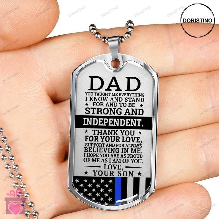 Dad Dog Tag Fathers Day Gift Present For Dad Dog Tag Military Chain Necklace Thank For Your Love Dog Doristino Trending Necklace