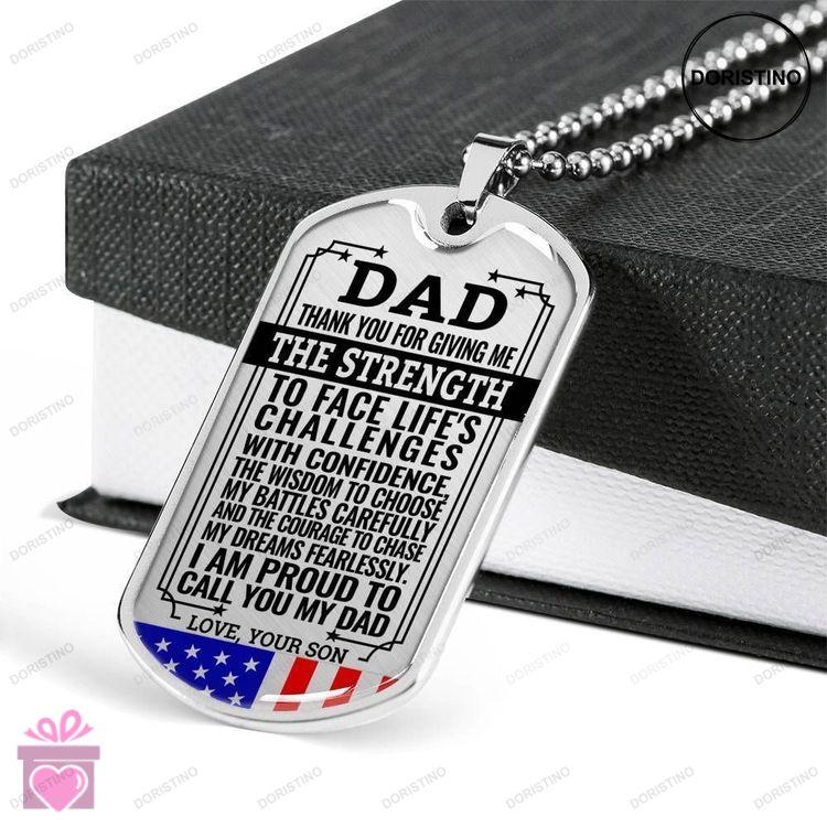 Dad Dog Tag Fathers Day Gift Present For Dad Silver Dog Tag Military Chain Necklace Thank For Giving Doristino Awesome Necklace
