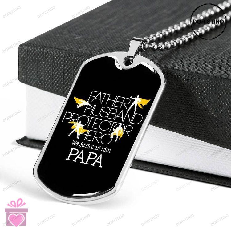 Dad Dog Tag Fathers Day Gift Protector Hero Dog Tag Military Chain Necklace Gift For Daddy Doristino Limited Edition Necklace