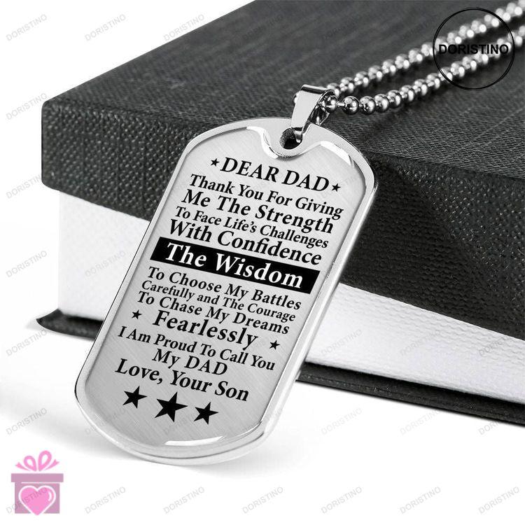Dad Dog Tag Fathers Day Gift Proud To Call You My Dad Dog Tag Military Chain Necklace Custom Engrave Doristino Limited Edition Necklace
