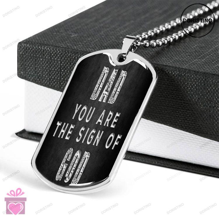 Dad Dog Tag Fathers Day Gift Son Dog Tag The Sign Of God Dog Tag Military Chain Necklace For Dad Doristino Awesome Necklace