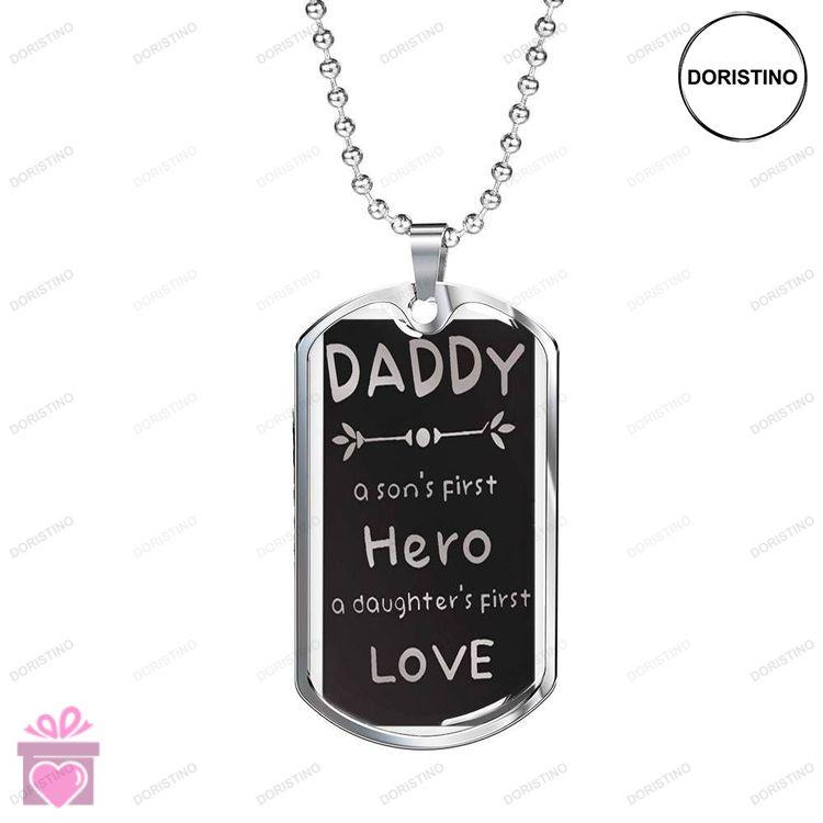 Dad Dog Tag Fathers Day Gift Sons Hero Daughters Love Dog Tag Military Chain Necklace Giving Daddy Doristino Awesome Necklace
