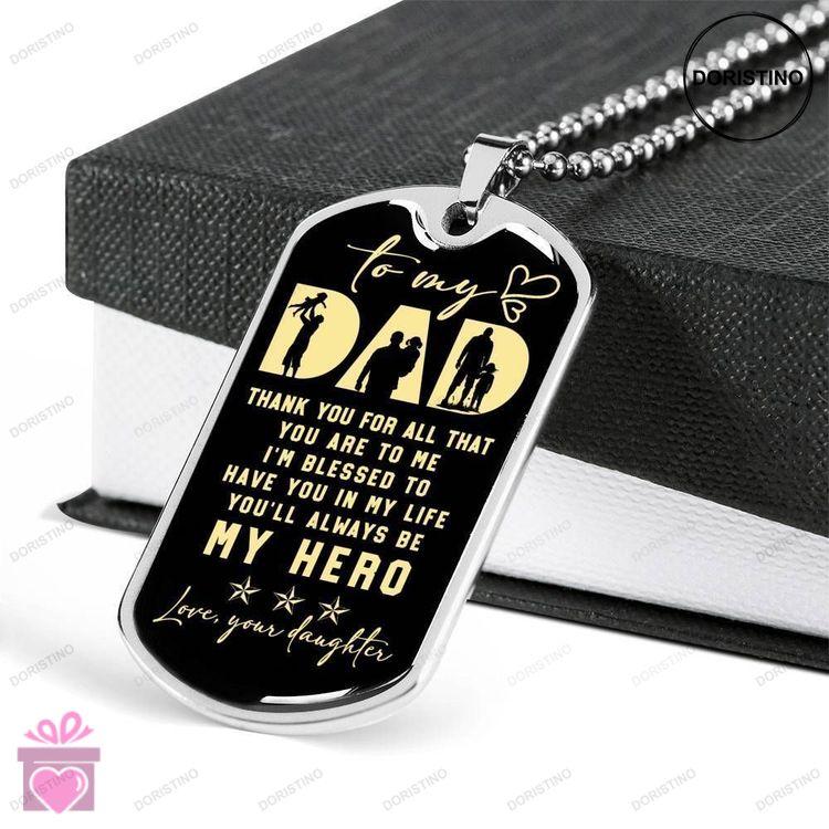 Dad Dog Tag Fathers Day Gift Thank For All You Are Dog Tag Military Chain Necklace Gift For Daddy Do Doristino Awesome Necklace