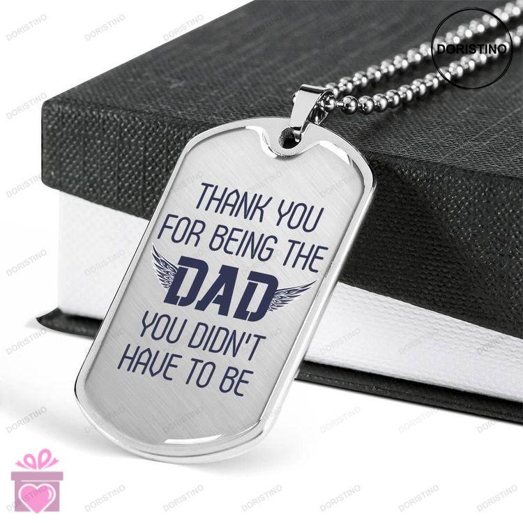 Dad Dog Tag Fathers Day Gift Thank For Being The Dad Dog Tag Military Chain Necklace Gift For Dad Doristino Trending Necklace