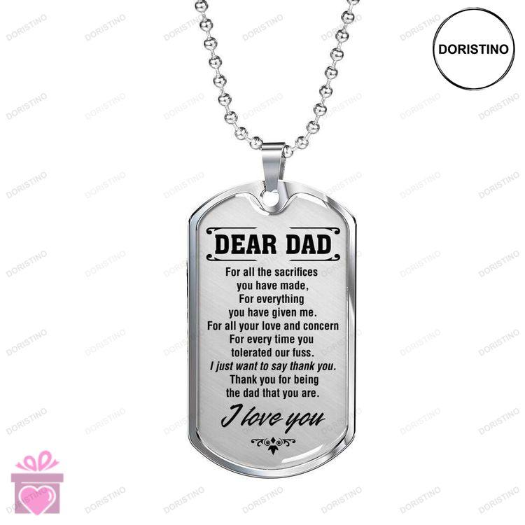 Dad Dog Tag Fathers Day Gift Thank For Being The Dad That You Are Dog Tag Military Chain Necklace Gi Doristino Trending Necklace