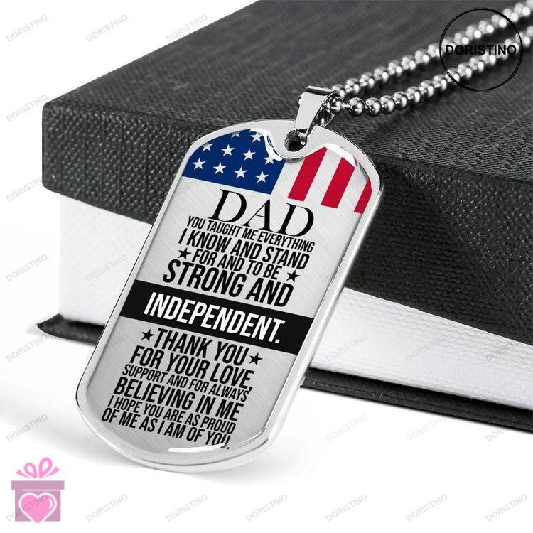 Dad Dog Tag Fathers Day Gift Thank For Your Love Dog Tag Military Chain Necklace Gift For Dad Doristino Trending Necklace