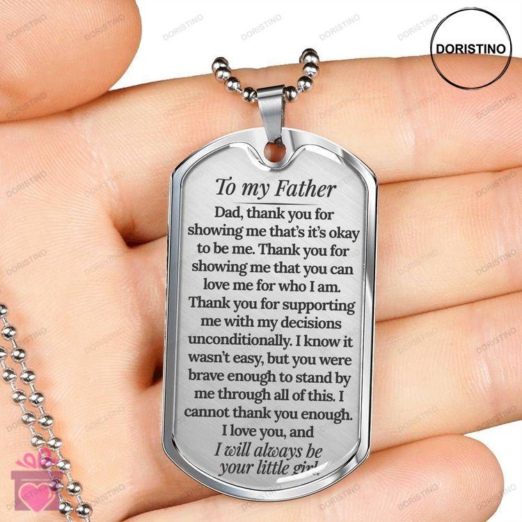Dad Dog Tag Fathers Day Gift Thank You For Supporting Me Dog Tag Military Chain Necklace For Father Doristino Limited Edition Necklace
