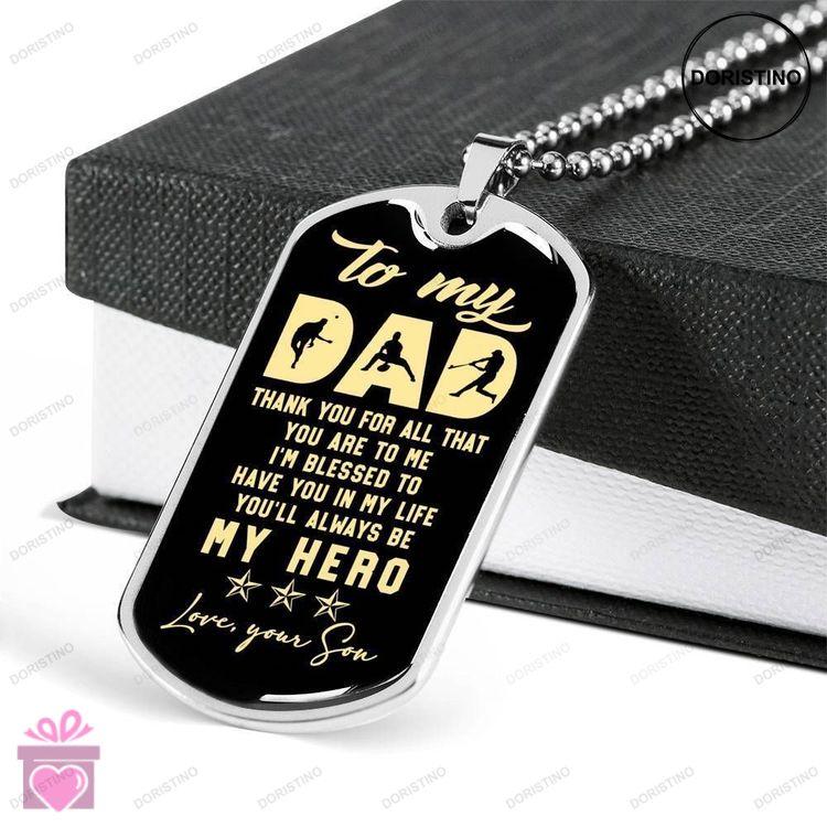 Dad Dog Tag Fathers Day Gift Thanks For All That Youre To Me Dog Tag Military Chain Necklace For Dad Doristino Awesome Necklace