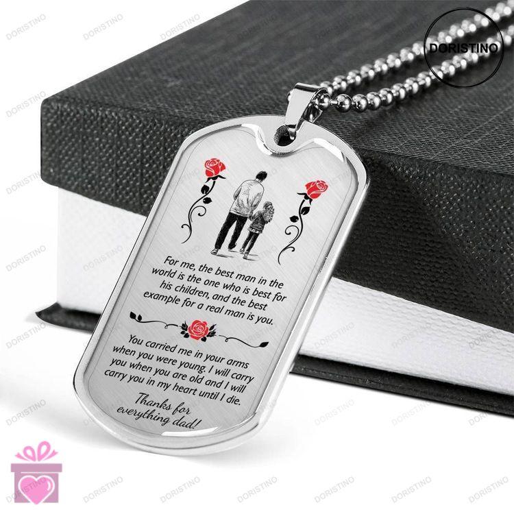 Dad Dog Tag Fathers Day Gift The Best Man In The World Dog Tag Military Chain Necklace Gift For Dad Doristino Limited Edition Necklace