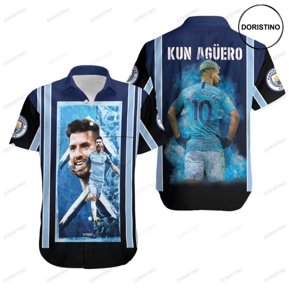 Kun Aguero 10 Manchester City Football Club Blue 3d Gift For Aguero Fans Awesome Hawaiian Shirt