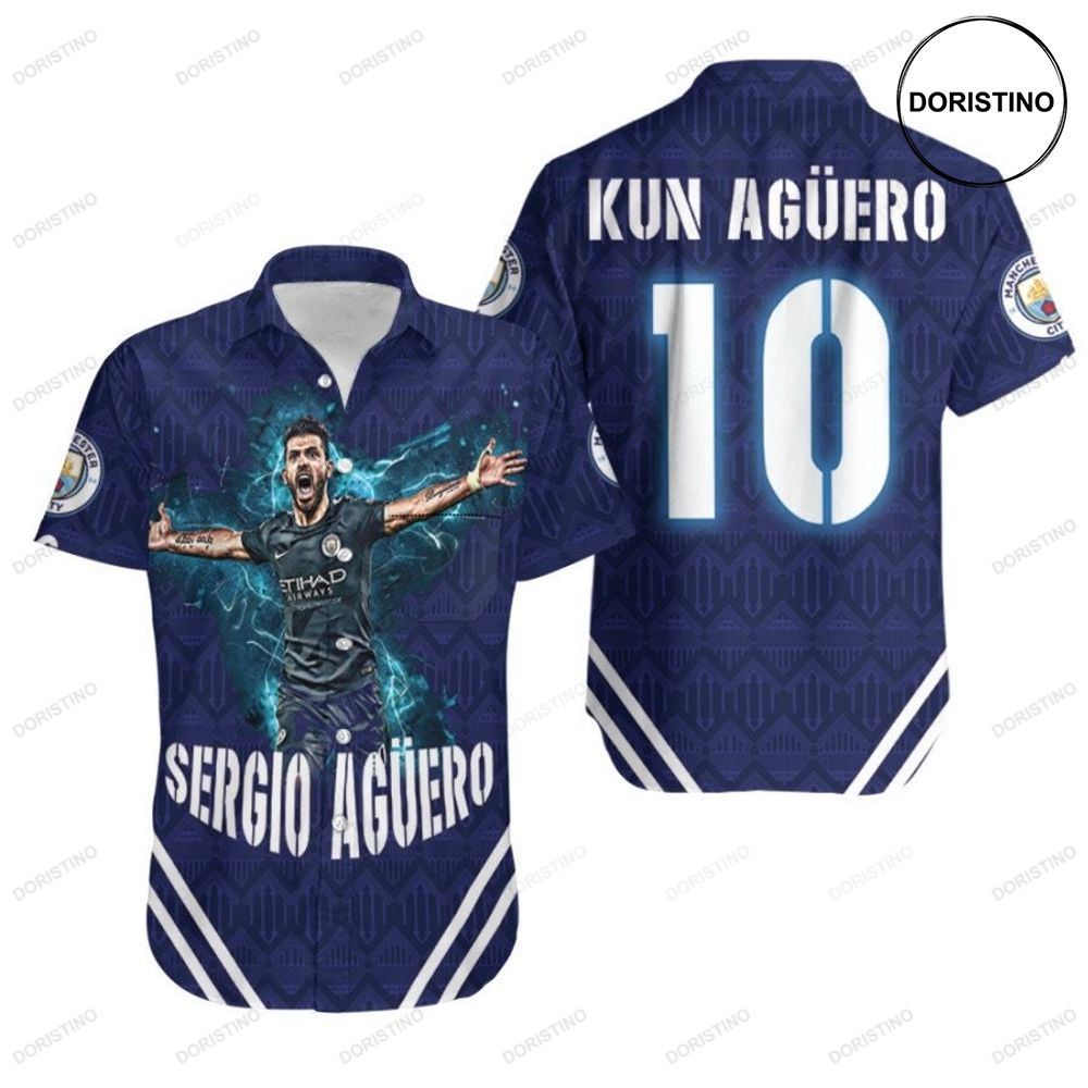 Kun Aguero 10 Sergio Aguero Goal Moment Manchester City 3d Gift For Aguero Fans Hawaiian Shirt