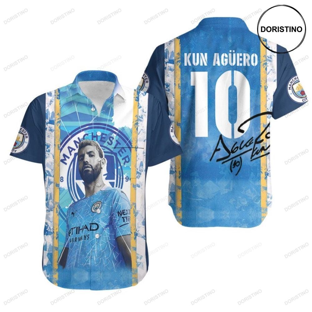 Kun Aguero 10 Special Man Legendary Captain Signature Manchester City 3d Gift For Aguero Fans Awesome Hawaiian Shirt