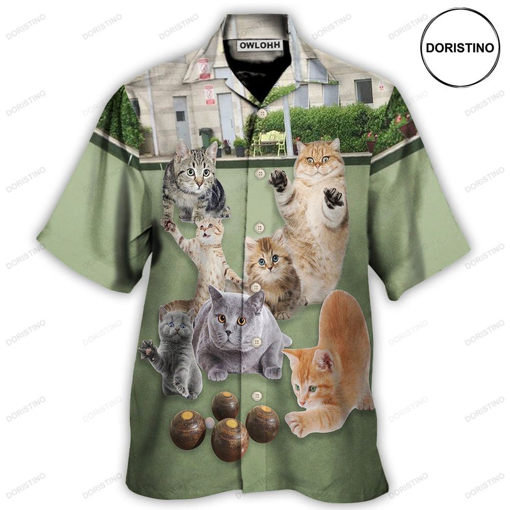 Lawn Bowling Cat Play In Yard Limited Edition Hawaiian Shirt