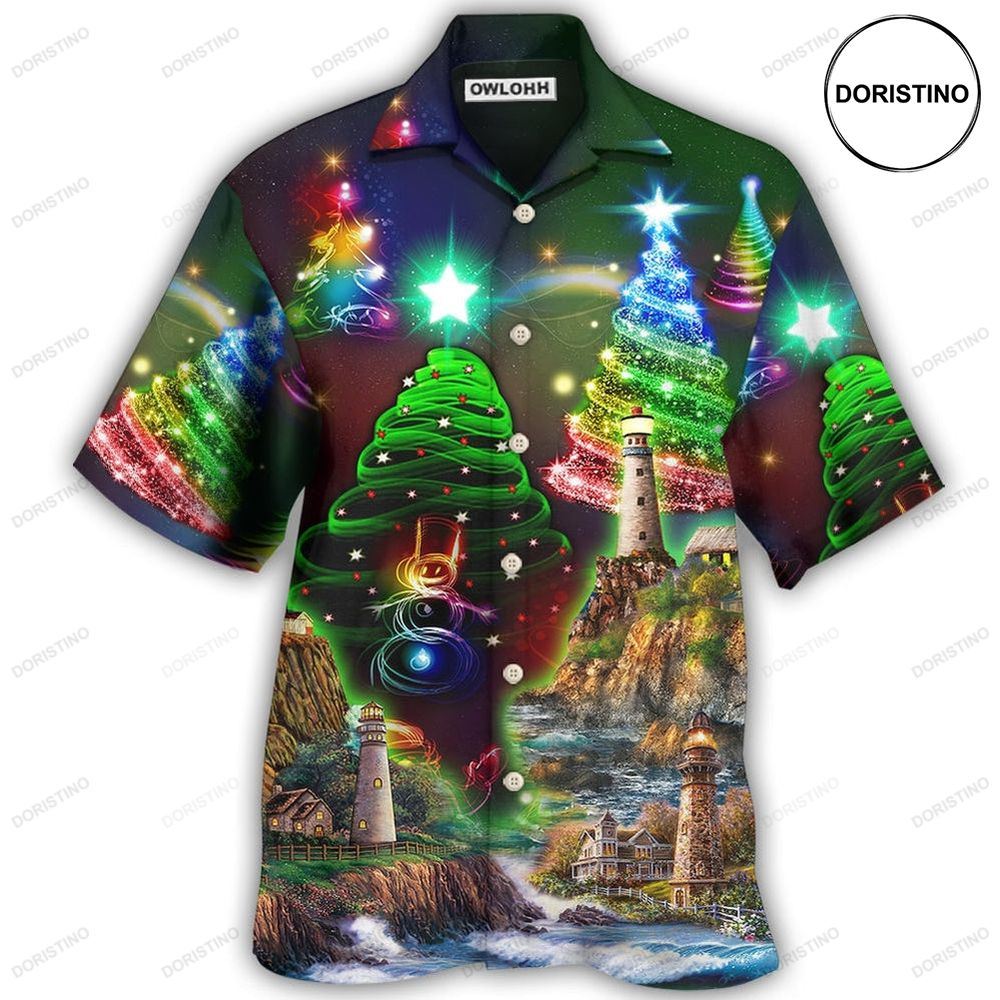 Lighthouse And Merry Christmas Happy Limited Edition Hawaiian Shirt