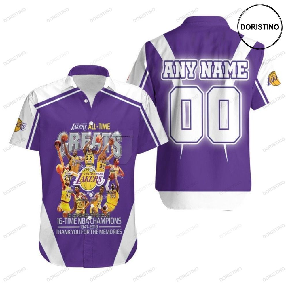 Los Angeles Lakers Alltime 16time Champions Thank You For The Memories Nba 3d Custom Name Number For Lakers Fans Hawaiian Shirt