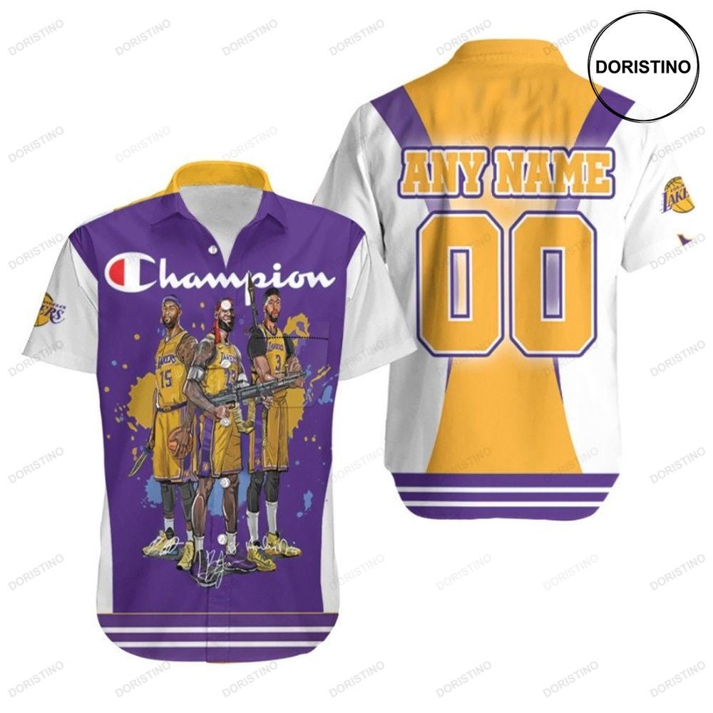 Los Angeles Lakers Champion Legendary Captain Fighting Nba 3d Custom Name Number For Lakers Fans Hawaiian Shirt
