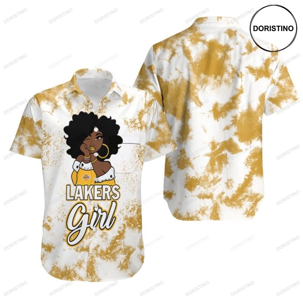 Los Angeles Lakers Girl African Girl Nba Team Allover Design Gift For Los Angeles Lakers Fans Hawaiian Shirt