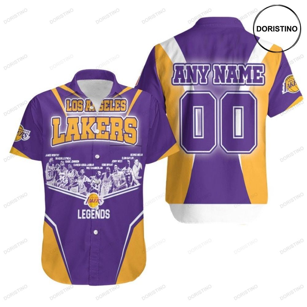Los Angeles Lakers Legends Forever Champion Team Signatures Nba 3d Custom Name Number For Lakers Fans Limited Edition Hawaiian Shirt