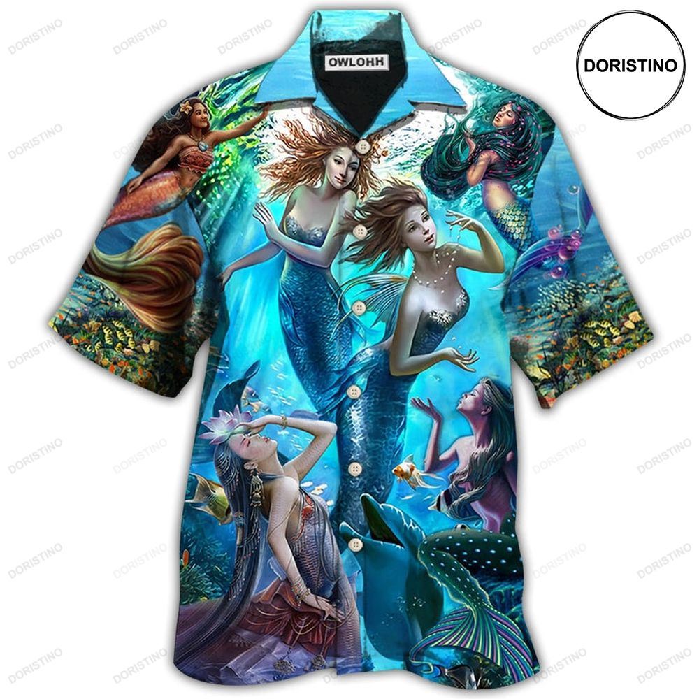 Mermaid Dolphin Fresh Blue Ocean Awesome Hawaiian Shirt