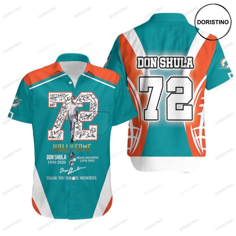 Miami Dolphins Don Shula 72 Nfl Hall Of Fame Thank You For The Memories 3d Gift For Dolphins Fans Limited Edition Hawaiian Shirt