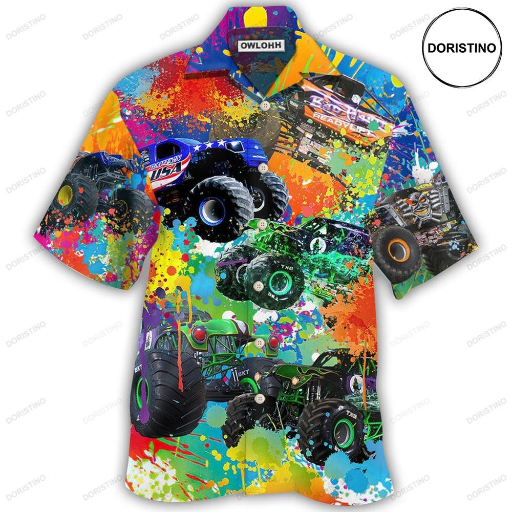 Monster Truck Colorful Painting Awesome Hawaiian Shirt