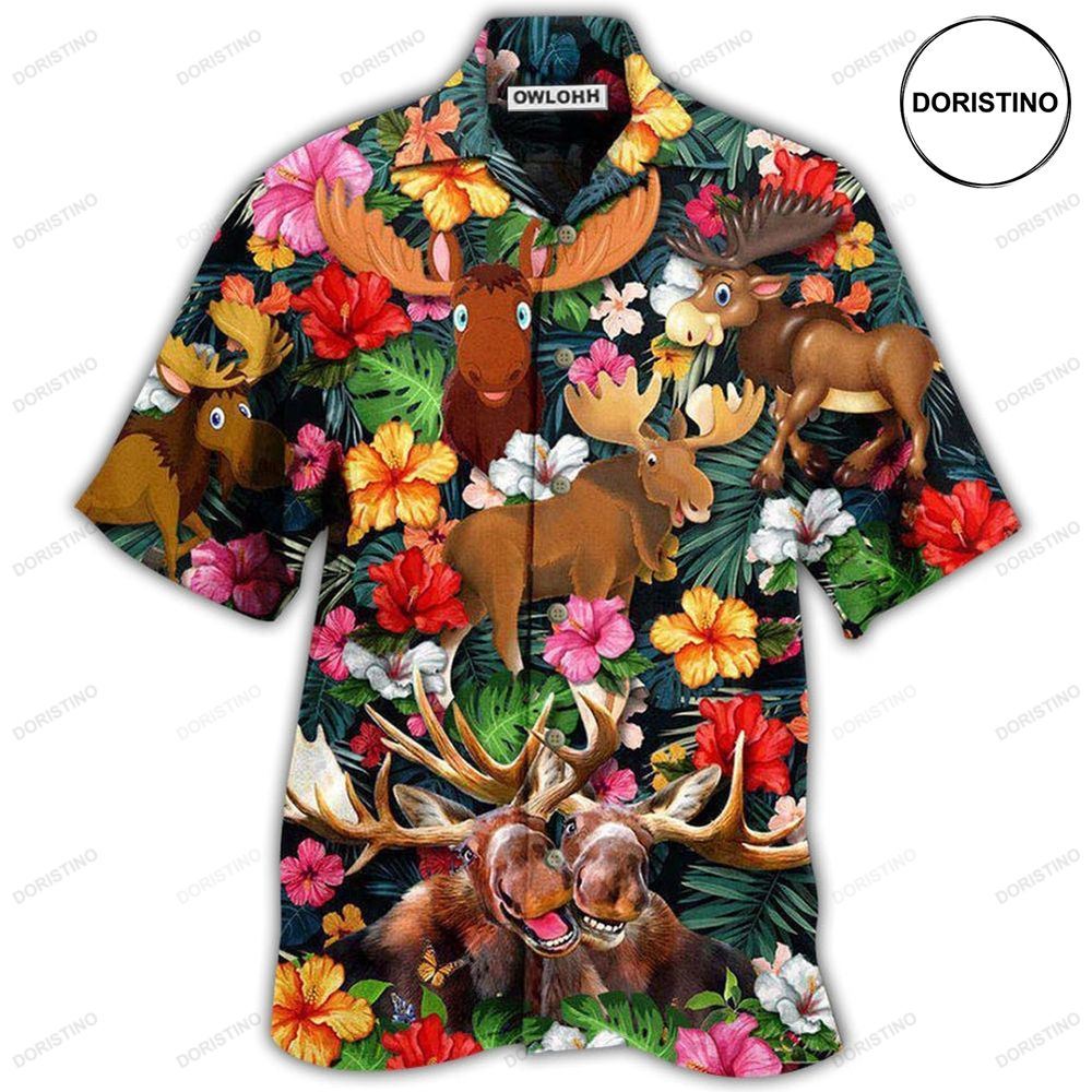 Moose Animals Happy Moose Aloha Limited Edition Hawaiian Shirt