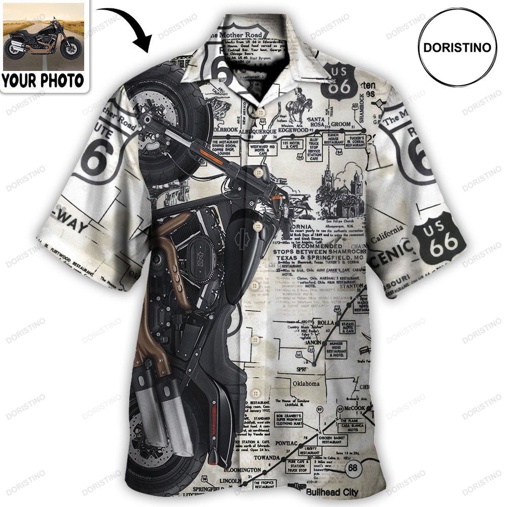 Motorcycle Biker Happy Ride No Road Is To Long Custom Photo Hawaiian Shirt