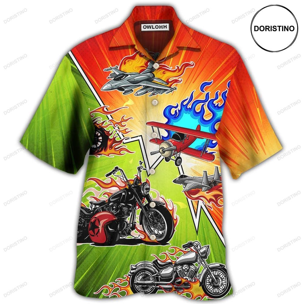Motorcycle I Like Motorcycles And Airplanes Awesome Hawaiian Shirt