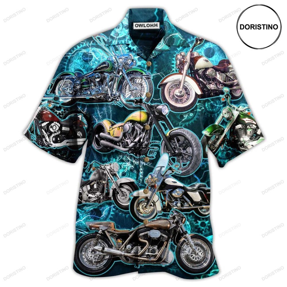 Motorcycle Love Life Blue Awesome Hawaiian Shirt