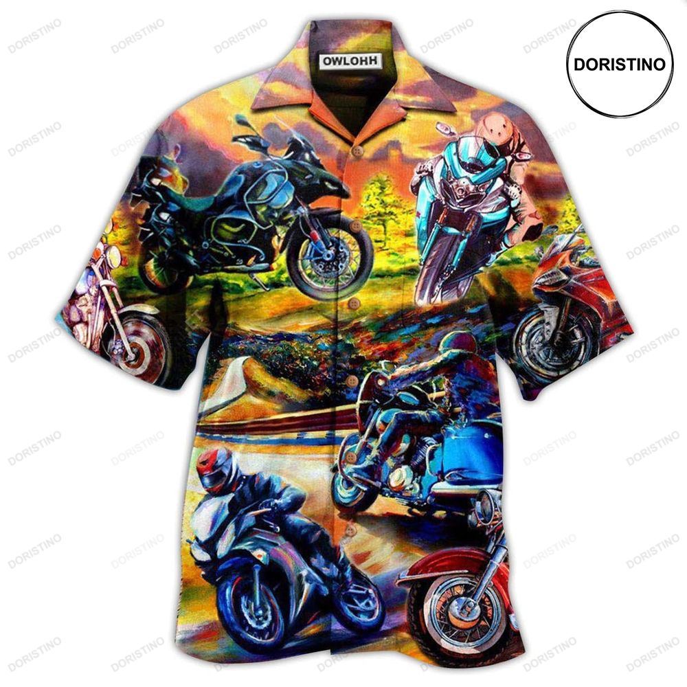 Motorcycle Under The Sunset Romantic Hawaiian Shirt