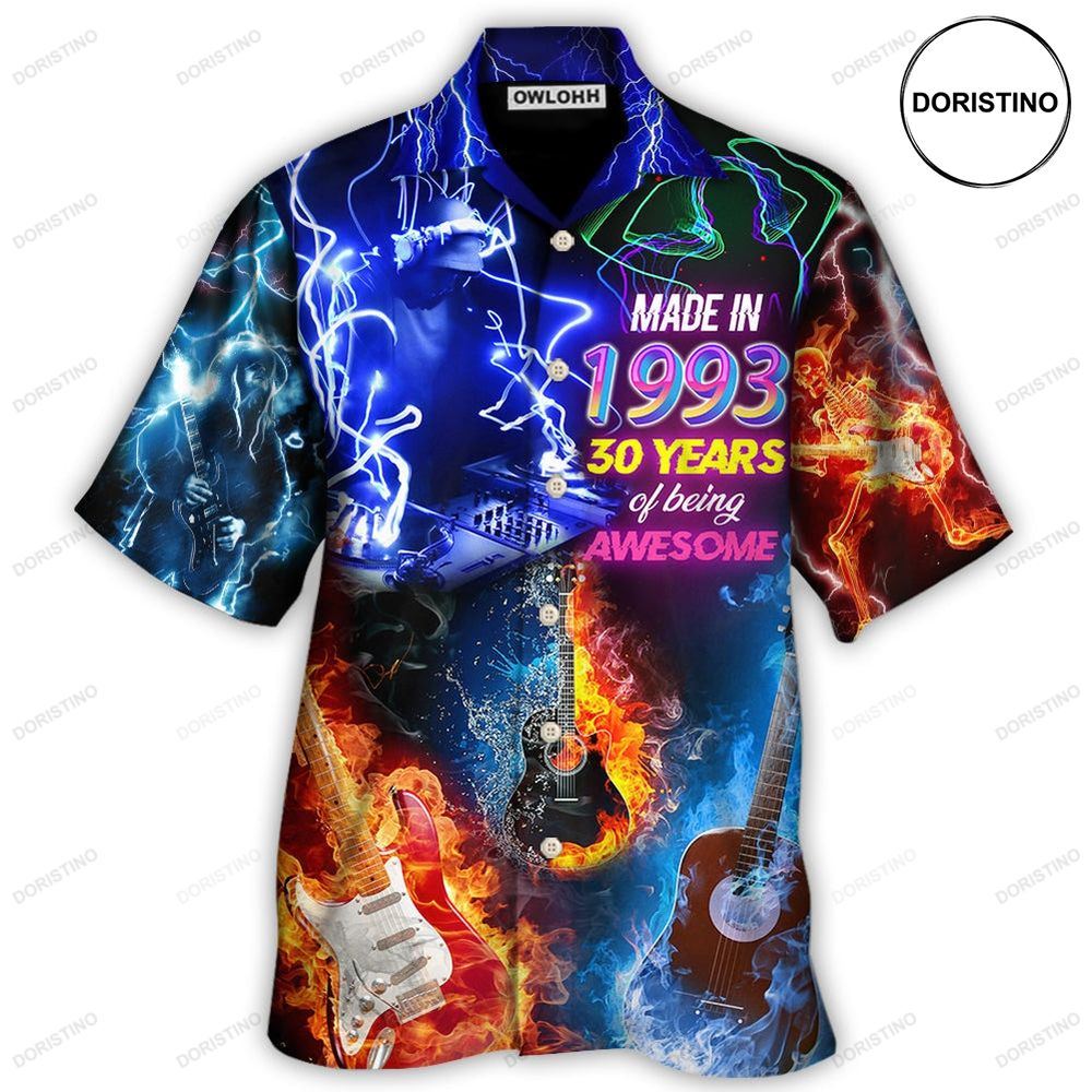 Music Is My Life Made In 1993 Neon Hawaiian Shirt