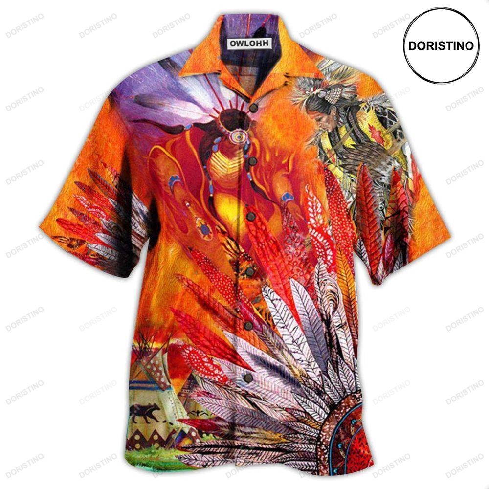 Native America Amazing With Fire Red Cool Awesome Hawaiian Shirt